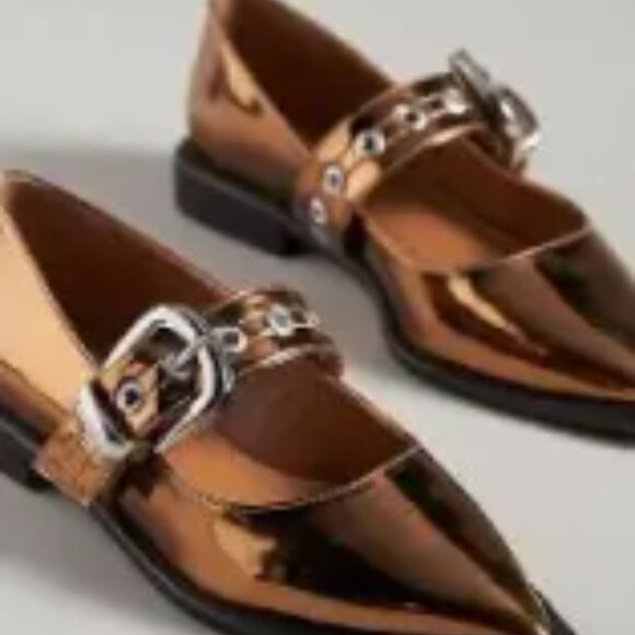 Maeve Pointed-Toe Moto Mary Jane Flats - NWOT - Picture 2 of 10